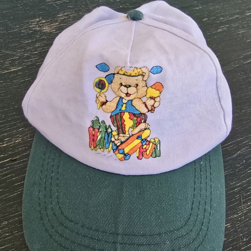 Children's hat with Have Fun print, white and green