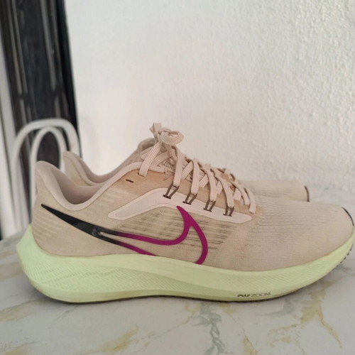Nike Pegasus running shoes size 40, beige and green