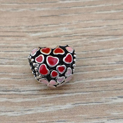 Silver charm hearts with enamel like new