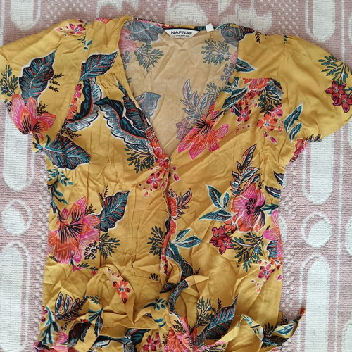 Wrap blouse Naf Naf like new, size S, colorful, breathable fabric