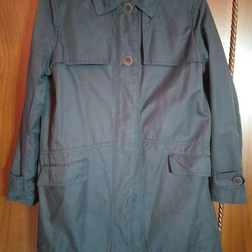 Women's trench coat dark blue A-line with hood like new