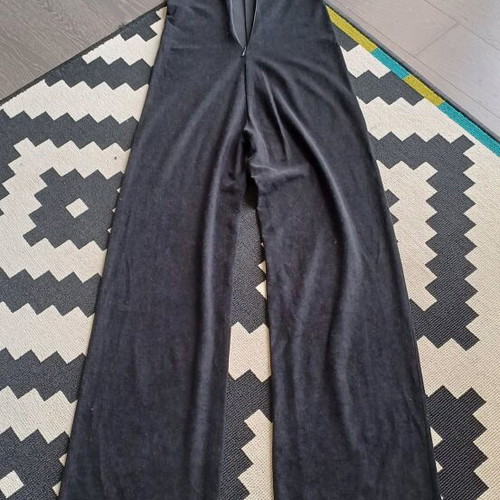 Veloudakis one-piece jumpsuit black velvet evening like new S-M