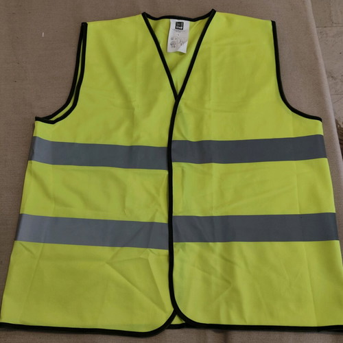 High-visibility safety vest new, fluorescent yellow with reflective stripes