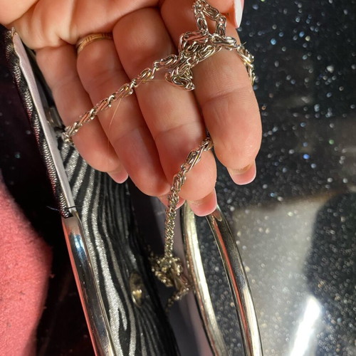 Envelope bag like new with black and silver chain