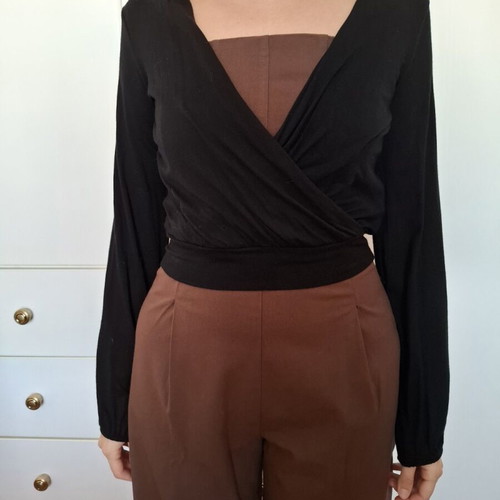 Bershka crossover blouse used, black, size XS