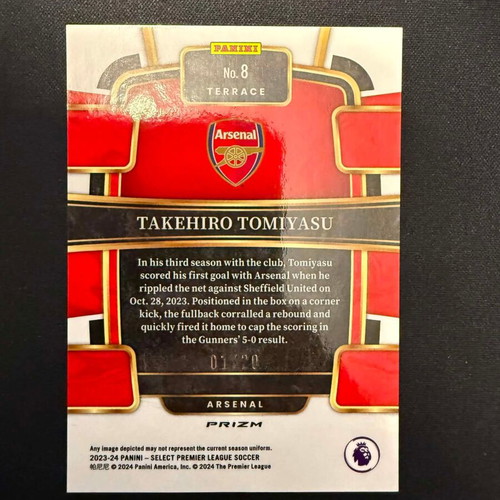 2023-24 Panini Select Premier League Takehiro Tomiyasu White #/20