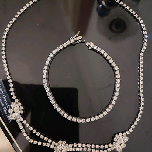 925 Silver Riviera Bracelet and Necklace Set new