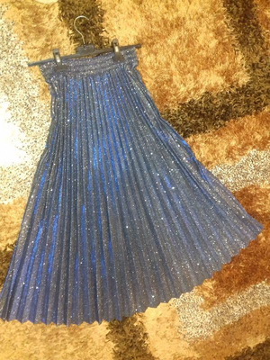 Pleated glitter skirt one size winter semi-season summer