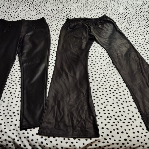 Leatherette pants slim and wide used like new, size XXL-3XL, black