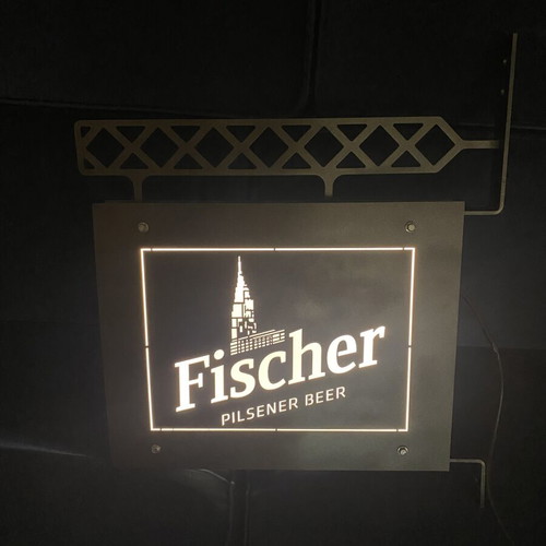 Fischer Beer Lighted Sign used, metal, 50x60 cm