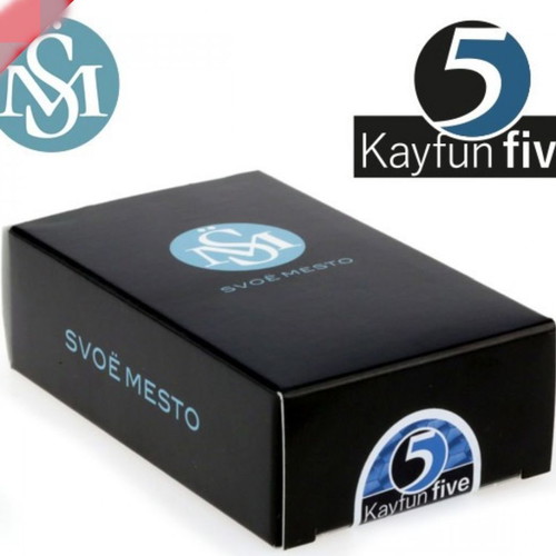 Kayfun V5 atomizer used with glass and steel tank