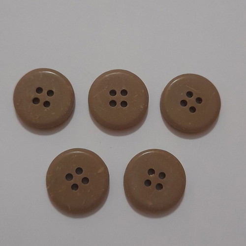 Button set used, 5 pieces, natural coconut