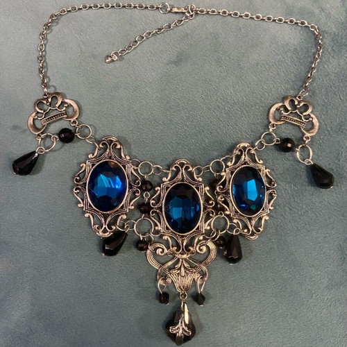 Gothic Victorian necklace like new with turquoise gems Restyle