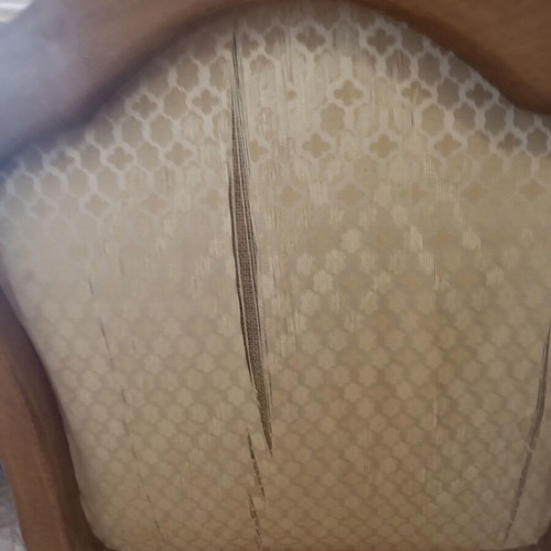 Chair solid wood classic carved used, needs upholstery repair