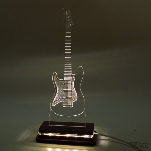 LED lamp Electric Guitar new with wooden base and Plexiglass
