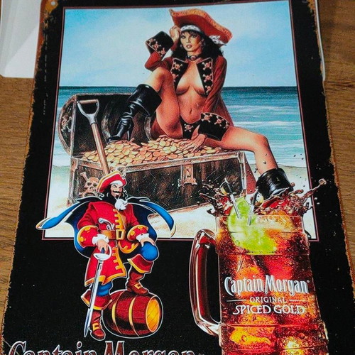 Captain Morgan Spiced Gold metal sign vintage, like new