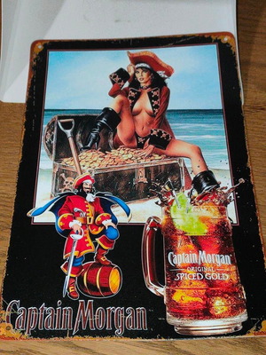 Captain Morgan Spiced Gold metal sign vintage, like new