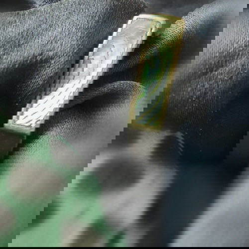 Сребърен пръстен с морски седеф използван, 3гр, 18мм