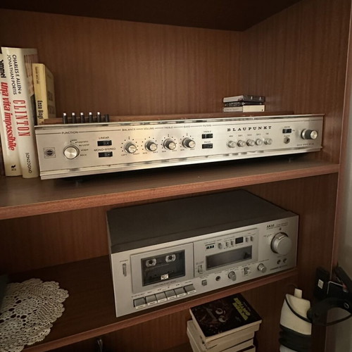Blaupunkt solid-state stereo radio receiver and Akai stereo cassette deck