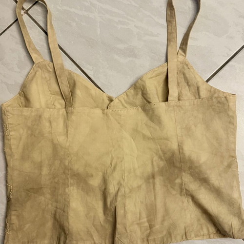 Handmade top bustier cotton with elastane, new, mustard khaki