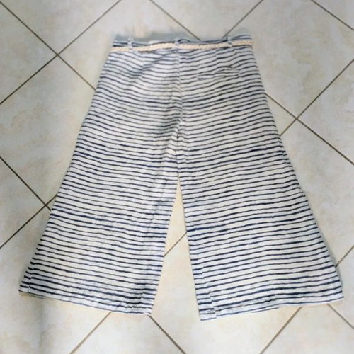 Fracomina Navy Striped Zip Culotte Cropped Low Waisted Size S New