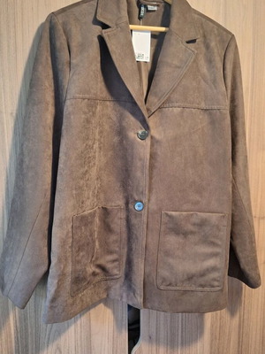 H&M σακάκι γυναικείο oversized με όψη σουέντ καινούργιο, μέγεθος XL, καφέ