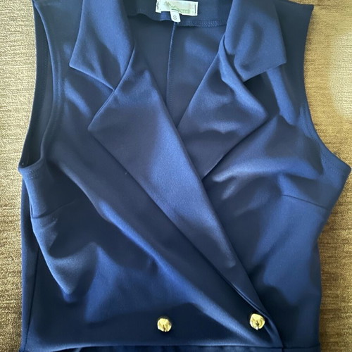Sleeveless dress like new, blue with decorative buttons, size S