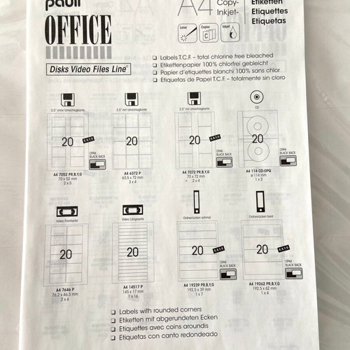 A4 Labels for Laser and Inkjet Printers, New, Pack of Six