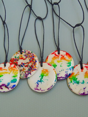 LGBTQ Necklace handmade with pride colors on waxed cord