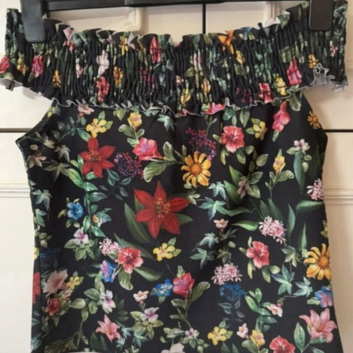 Zara off-shoulder top with floral print