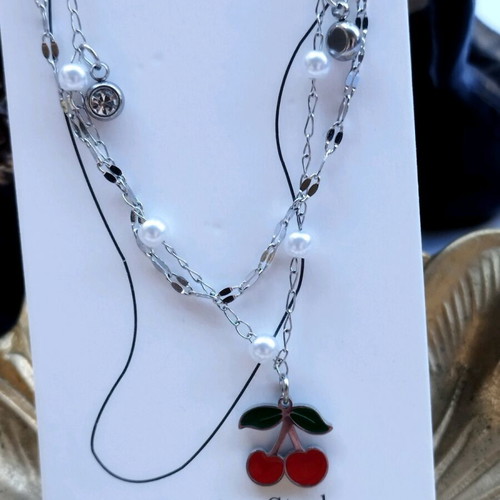 Anklet bracelet new with crystals and pearls silver