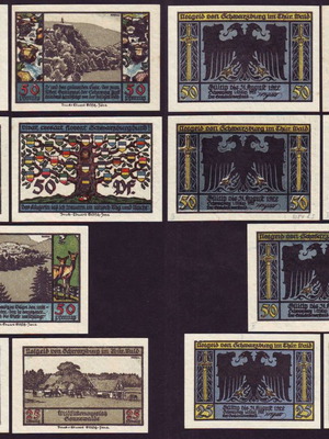 Σετ 7 Notgeld 25-50 Pfennig Γερμανίας 1922 Schwarzburg καινούργιο