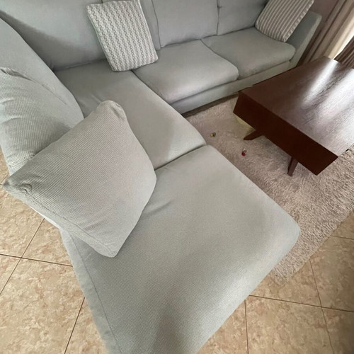 Corner down feather sofa with Karatzoglou fabric like new