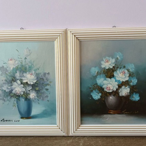 Robert Cox oil paintings used, set of 2, 33x27 cm