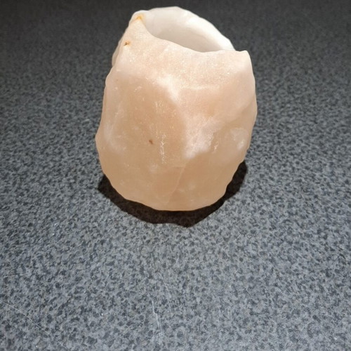 Handmade Himalayan Salt Candle Holder like new, natural pink-peach