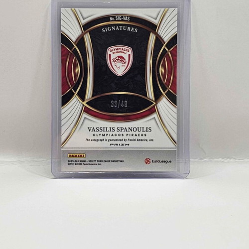 2025-26 Panini Euroleague Select Vasilis Spanoulis Signature card /49 Olympiacos