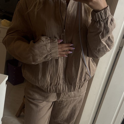 Mango σετ bomber και παντελόνι μπεζ, σαν καινούργιο