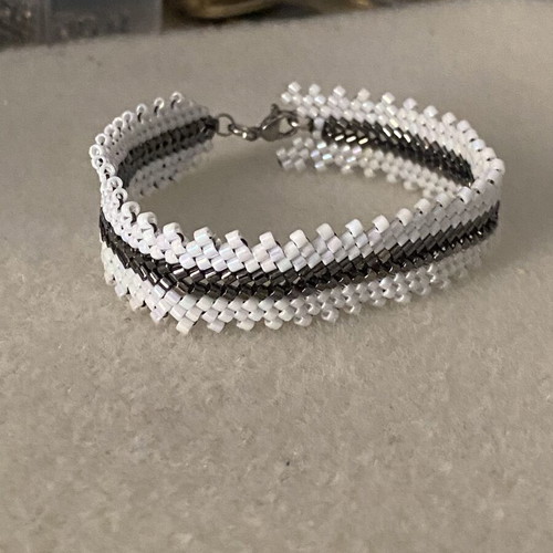 Miyuki Delica 10/0 Handmade Bracelet Black and White