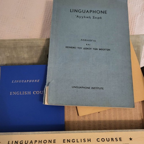 Linguaphone Institute English learning system used with 16 vinyl records and 3 books