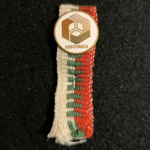 Lithuania lapel pin like new with special ribbon
