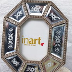 Metal octagonal frame with engraved mirror like new