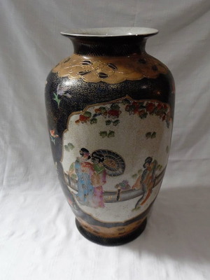 SATSUMA μεγάλο χειροποίητο βάζο με γκέισες σε άριστη κατάσταση