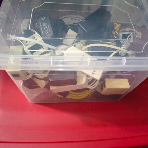 Network cable and adapter set new with storage box