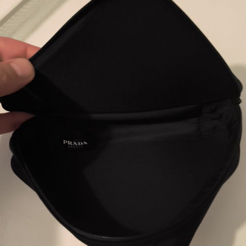 Prada Beauty toiletry bag used, triangular pink and black