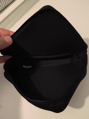 Prada Beauty toiletry bag used, triangular pink and black