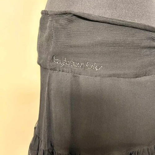Byblos mini skirt black ruffle used, vintage, silk