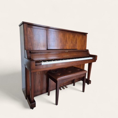 Yamaha W102 Upright Piano used, premium Japanese walnut finish with ottoman stool