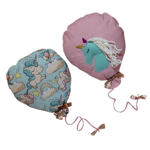 Set of 2 hanging decorative balloons with unicorns, cotton