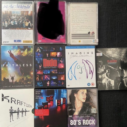 Music DVDs like new, pack of nine with Bjork, Placebo, John Lennon
