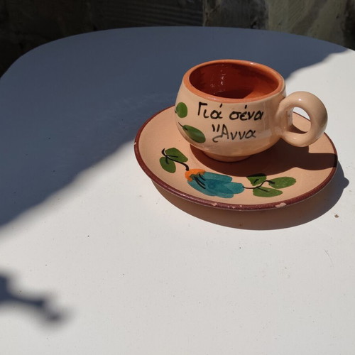 Anna coffee cup, handmade ceramic with saucer